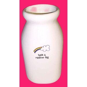 Vintage GANZ 6x3x3 " Have a Rainbow Day" Bud Vase Super Cute Ceramic •Q4